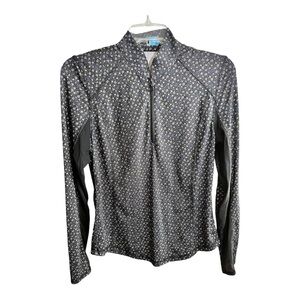 PGA Tour Women's  1/2 Zip Black Patterned Long Sleeve Top SZ S
